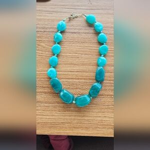Chunky Teal Green Beaded Necklace With Clasp